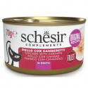 SCHESIR Cat Chicken Fillets With Shrimps - 12 gab. x 70g konservi kaķiem, ar filejas gabaliņiem buljonā, vistas fileja ar garnelēm